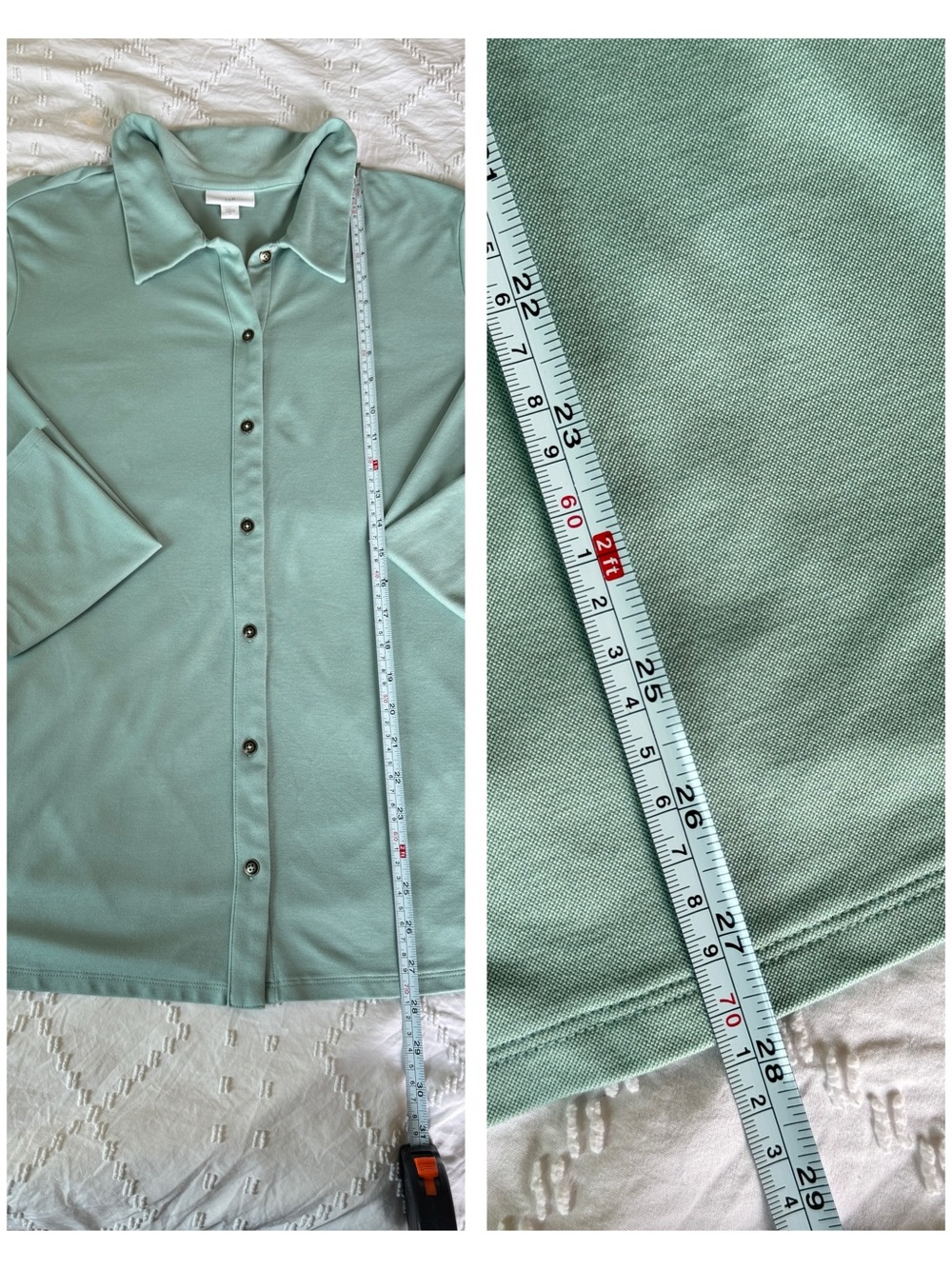 J.Jill Mint Green Knit Button Front Collared Blouse XL Soft Stretch Top - Picture 10 of 10